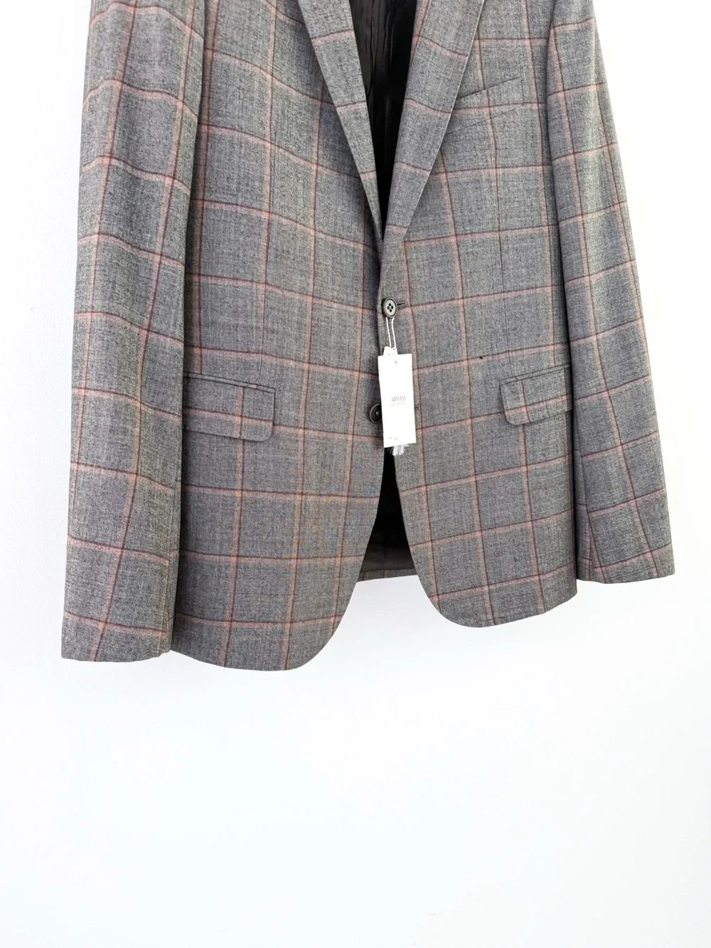 NWT NEW Armani Collezioni Gray Plaid Italian Wool Sport Coat Windowpane 40R